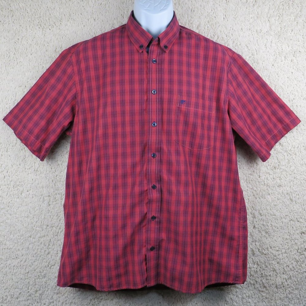 Vicentino* Men's Short Sleeve Button Down Curved Hem‎ Chest Pocket Shirt~Size XL